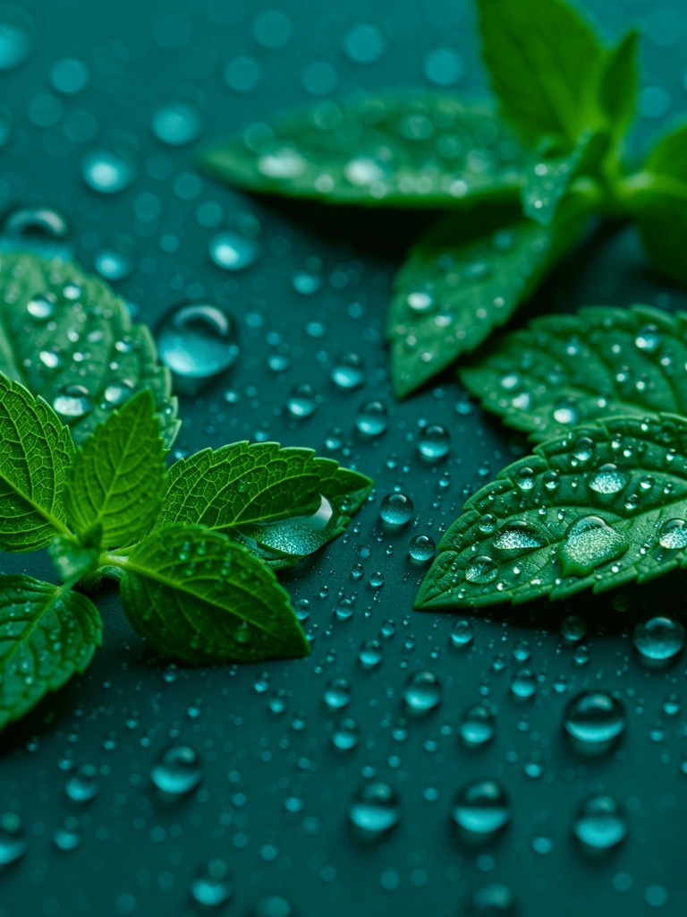 Dewy green botanical textures